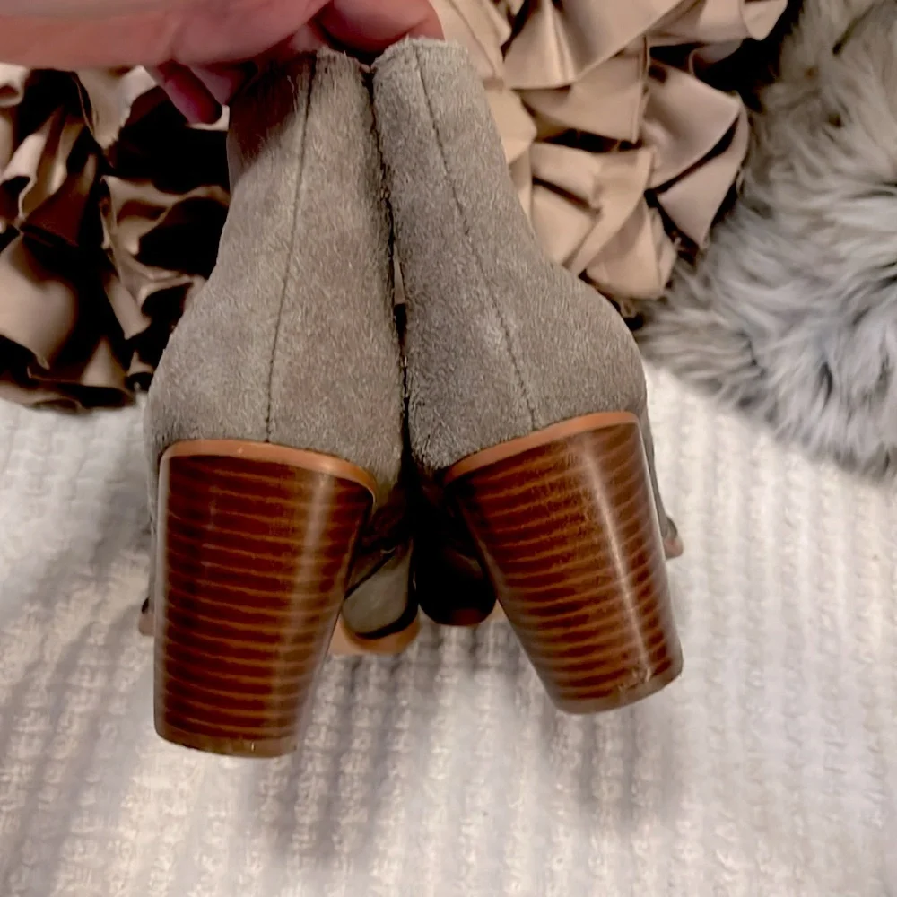 Taupe Tan Light Brown Suede Leather Block Heel Ankle Booties by Seychelles 7.5